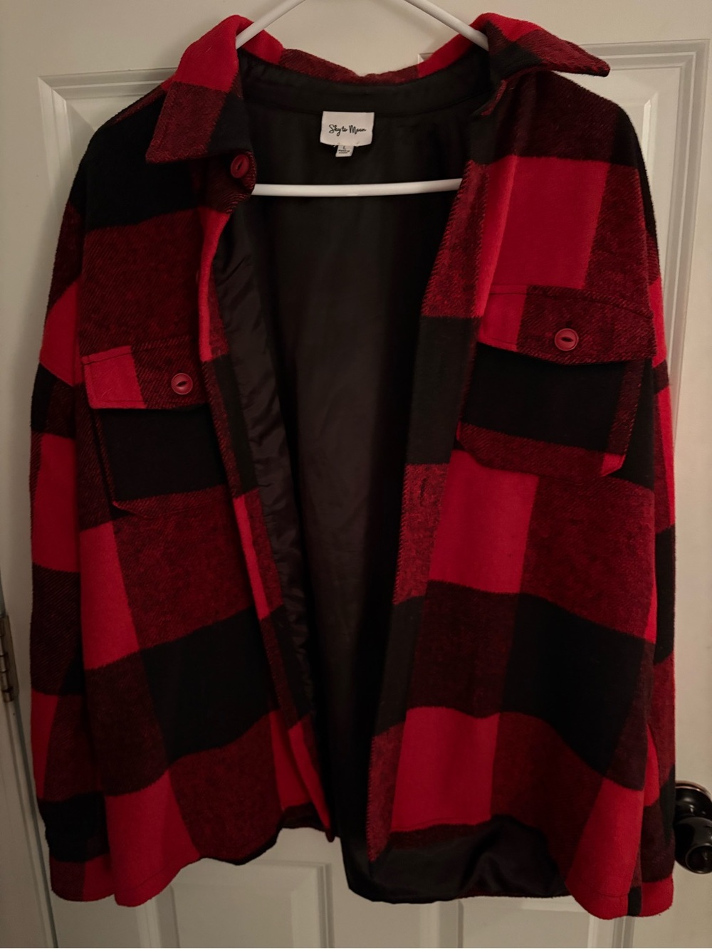 Vici Red and Black Buffalo Plaid Utility Shacket